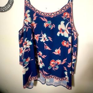 Cold shoulder peasant top plus size